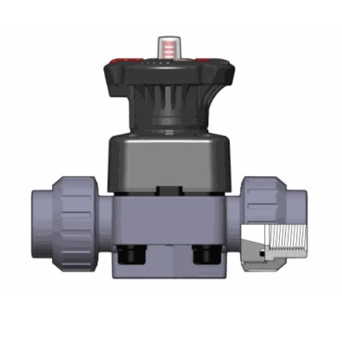 PVC-U Membranventil DK DIALOCK®, Verschraubung mit Gewindemuffe, FPM Ausführung