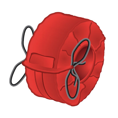 Spritzschutzband aus PVC für geflanschte Armaturen DIN/ANSI/BS*, Farbe Rot