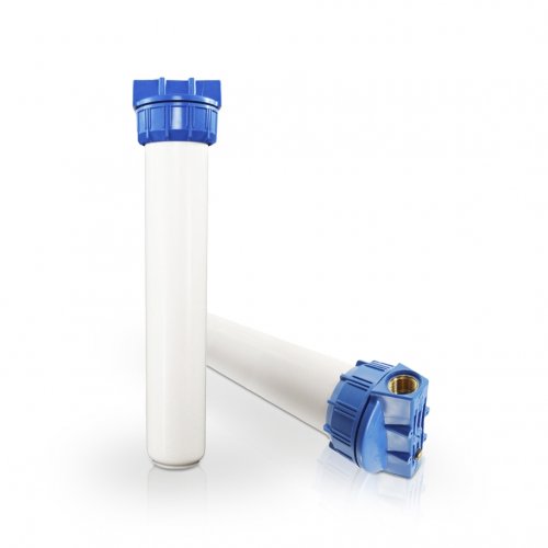 RF Standard Wasserfilter Filtergehäuse 20 Zoll,  mit 3/4 Zoll MS-Innengewinde, blau/weiss